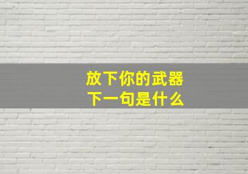 放下你的武器 下一句是什么